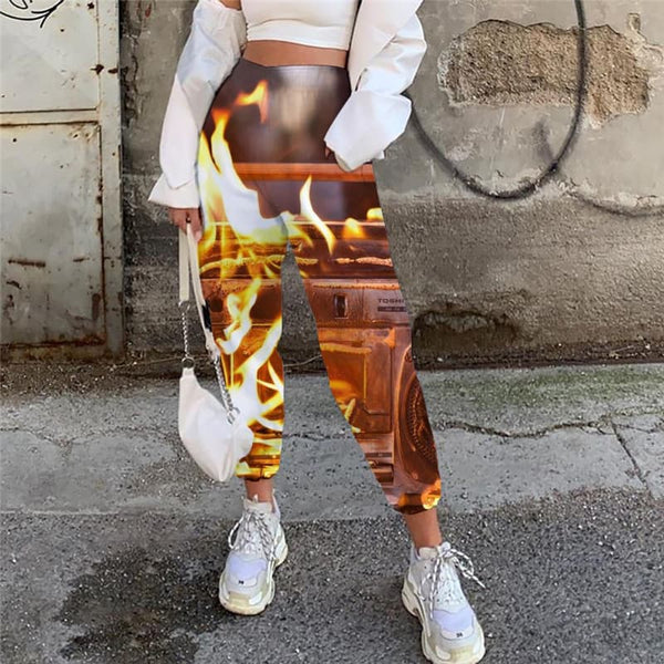Flame Trousers Women Radio Jogger Pants Music Trouser Women Sweatpants