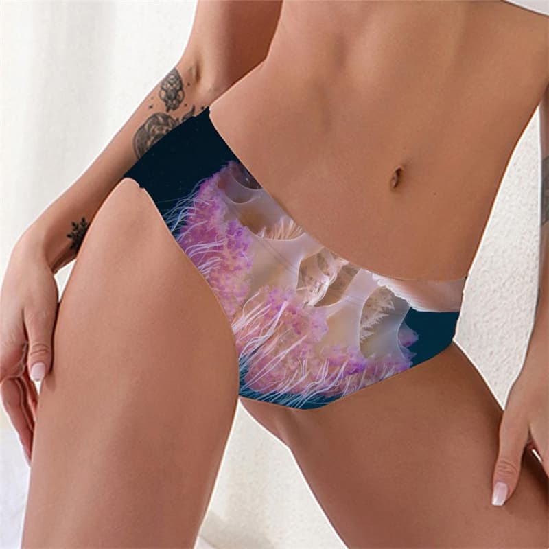 Jellyfish Briefs Women Harajuku Knickers Colorful Sexy Ocean Tanga
