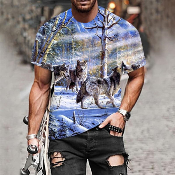 
Wolf T-shirt Men Animal Funny T shirts Landscape Shirt Print Home T-shirts 3d Snow Tshirts Casual
                