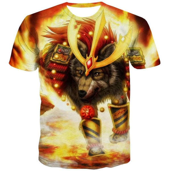 
Wolf T-shirt Men Animal Tshirt Printed Flame Anime Clothes War Funny T shirts
                