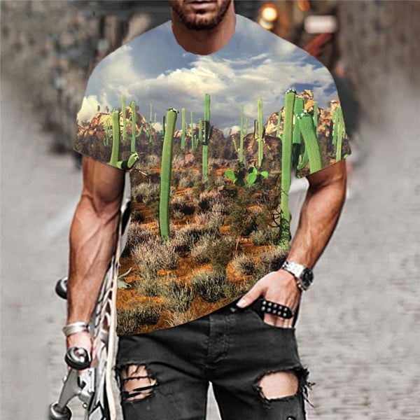 
Landscape T-shirt Men Cactus Funny T shirts Cloud Tshirt Printed Harajuku Tshirts Casual
                