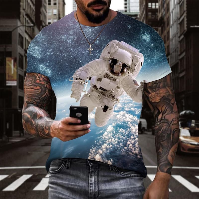 Astronaut T-shirt Men Galaxy Funny T shirts Space Anime Clothes Universe T-shirts 3d