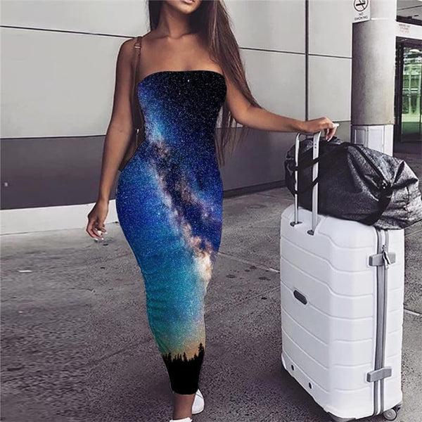 Galaxy Dress Women Space 3d Print Universe sleeveless Tree Ladies Dresses