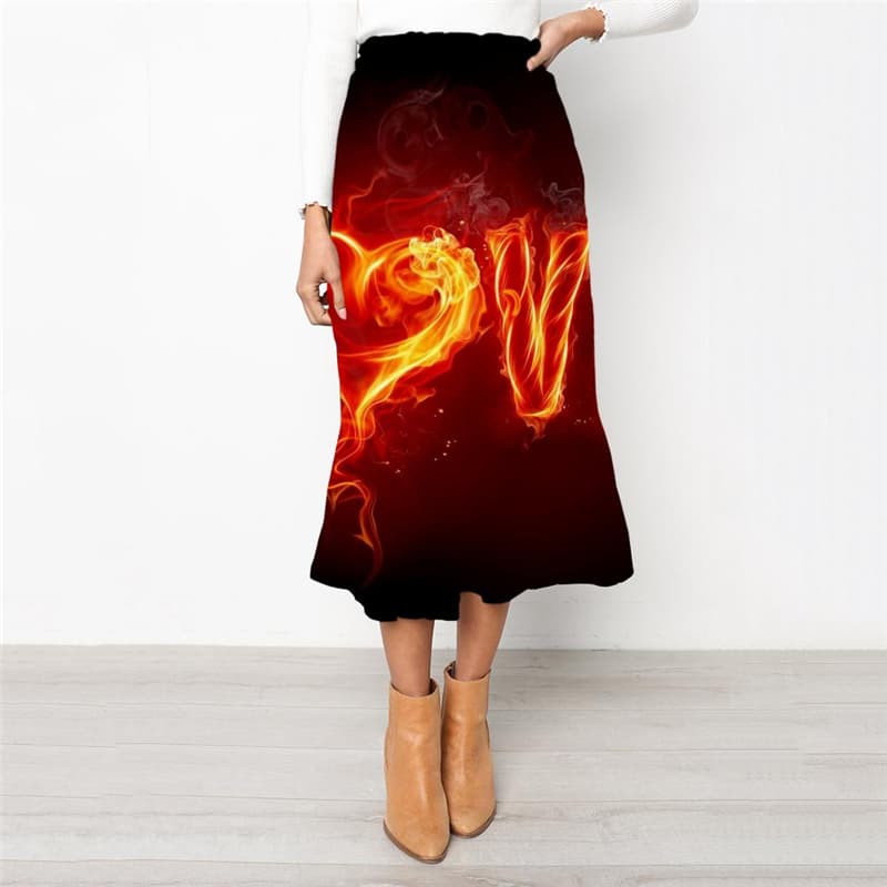 Flame Skirt Women Love High waist skirts Couple Skirt Ladies Womens Clothing
