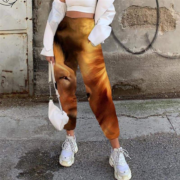Lion Pants Women Animal Jogger Pants Anime 3d Printed Love Casual Pant Nebula Trouser - KYKU