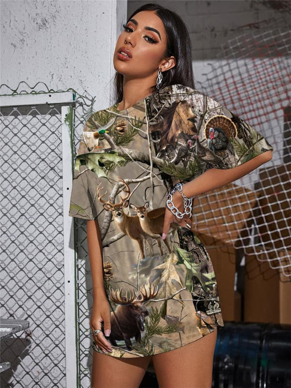 
Animal T Shirt Women Deer T-shirts 3d Bear Shirt Print Forest Summer
                