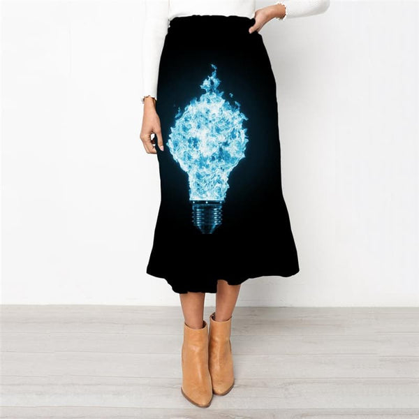 
Flame Skirt Women Light Bulb Skirt Ladies Black Rock Frauen Womens Clothing
                