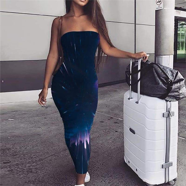 Geometric Dress Women Psychedelic 3d Print Vortex Boho Galaxy Party - KYKU