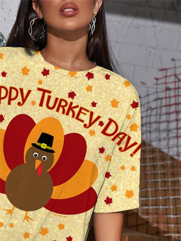 
Thanksgiving T-shirt Women Animal Gothic Hip Hop Shirt Print Maple Leaf Funny T shirts
                