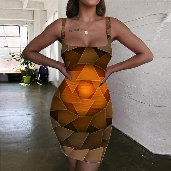 Geometric Dresses Women Psychedelic Sundress Vortex 3d Print Circle Vestido Sexy - KYKU