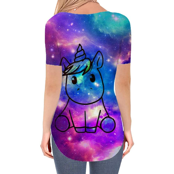 
Unicorn T Shirt Women Galaxy Funny T shirts Animal V-neck Tshirt Nebula Shirt Print
                