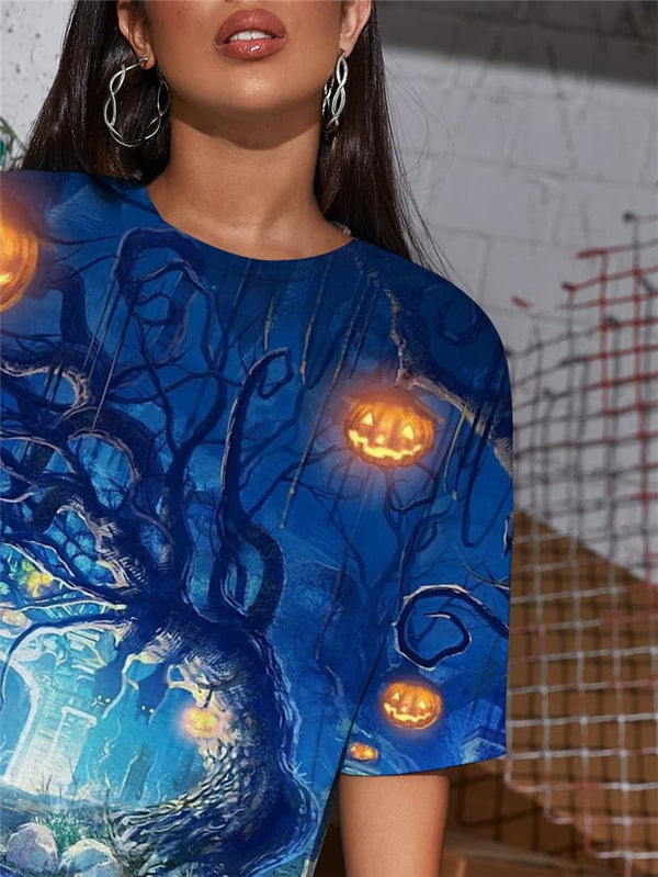 
Pumpkin T Shirt Women Halloween Gothic Tree Punk Rock Animal Funny T shirts
                