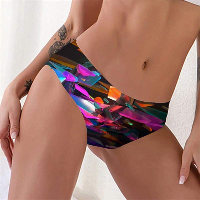 Geometric Briefs Women Psychedelic Underwear Vortex Tanga Colorful Sexy - KYKU