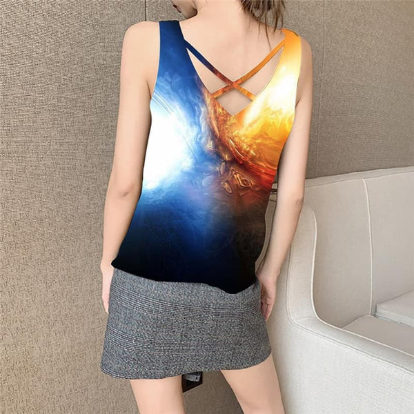 
Flame Tank-Top women Blue Flame Tank Tops Casual Hip Hop Funny Top
                