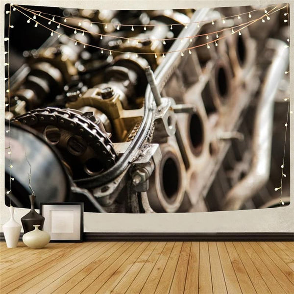 Metal Tapestry Engine Wall Tapestry Gear Home Tapestrys Hip Hop Tapestries