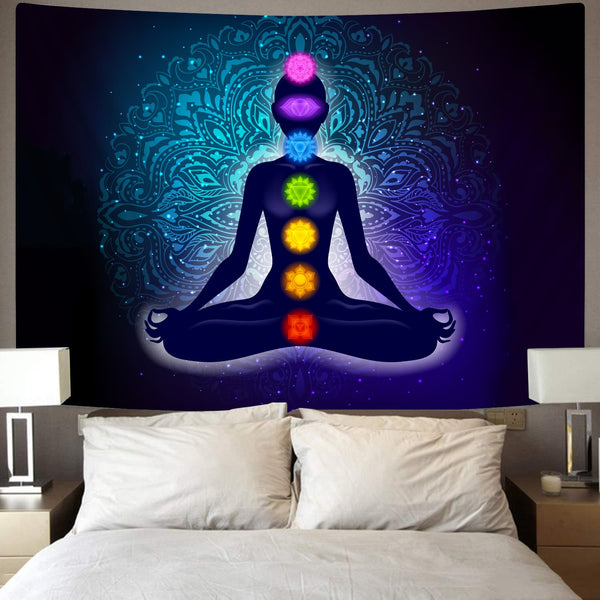 Seven Chakras Tapestry Psychedelic Tapestries Buddhism Rug Wall meditation Tenture Mandala Yoga Home Tapestrys Religious india Wall Tapestry Colorful undefined Chakras undefined