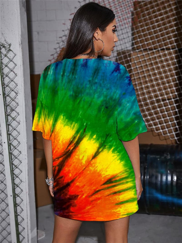 
Colorful T-shirt Women Dizziness Summer Tie Dye Funny T shirts Harajuku Shirt Print
                