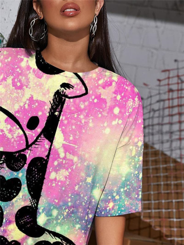 
Giraffe T Shirt Women Lovely Punk Rock Animal T-shirts 3d Colorful Shirt Print
                