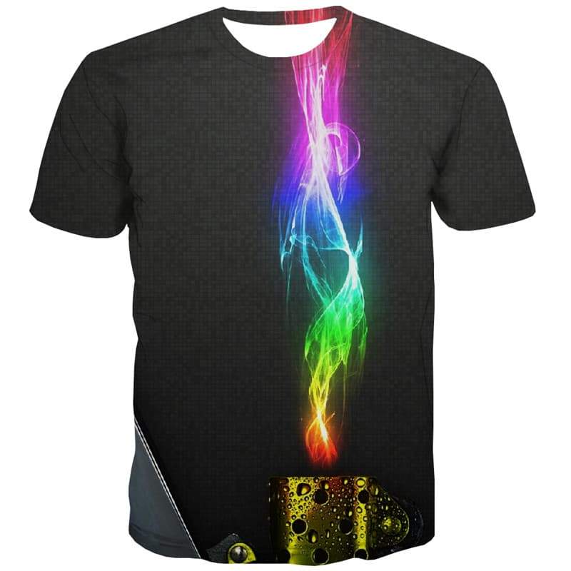 Flame T-shirt Men Lighter Shirt Print Colorful Tshirts Novelty Harajuku Tshirts Cool Black T-shirts 3d - KYKU