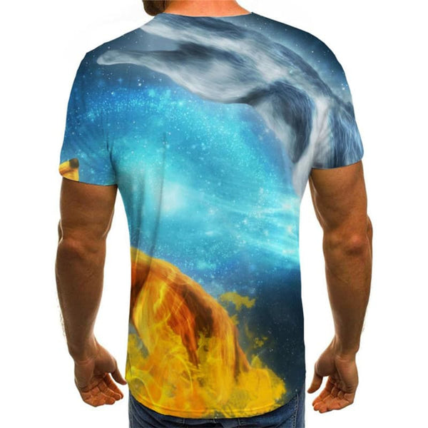 
Wolf T shirt Men Animal Tshirt Printed Galaxy Funny T shirts Moon Anime Clothes
                