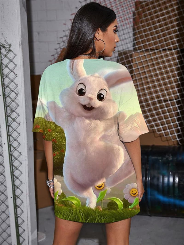 
Rabbit T-shirt Women Animal Gothic Flower Summer Lovely Tshirt Printed
                