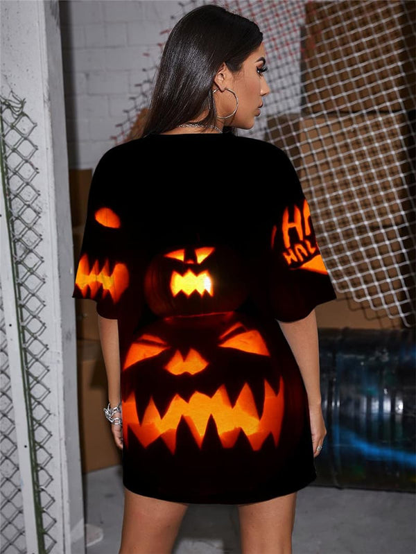 
Halloween T-shirt Women Pumpkin Punk Rock Funny Funny T shirts Party Shirt Print
                