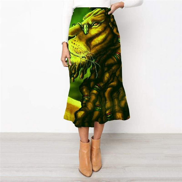 Lion Skirt Women Animal School skirt Anime Skirt Ladies Graffiti High waist skirts Harajuku Rock Frauen - KYKU
