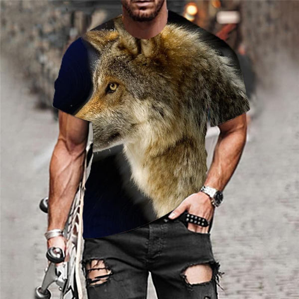 
Wolf T-shirt Men Animal T-shirts 3d Moon Anime Clothes Street Funny T shirts
                
