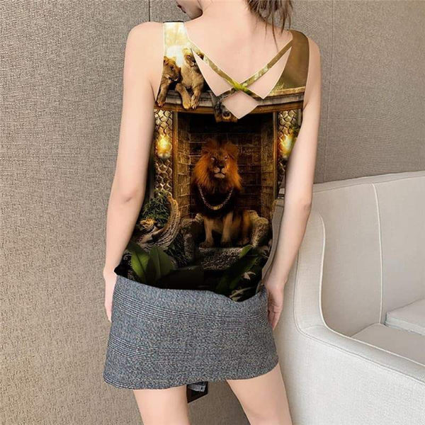 
Lion Tank-Top women Animal Vest Print Anime Funny Top Family Vest Printed Forest Sleeveless 3d - KYKU
                