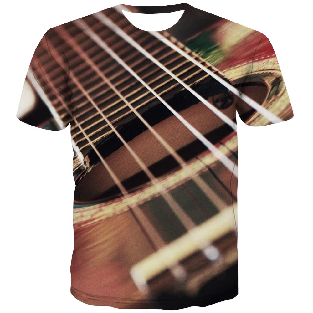 Guitar T shirts Men Music Tshirts Casual Wooden T-shirts Graphic Metal Tshirts Cool