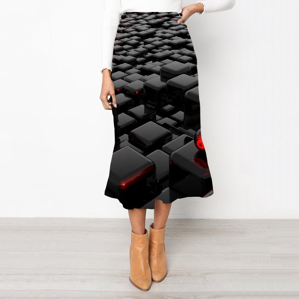 Geometric Skirts Women Psychedelic Skirt Ladies Vortex Rock Frauen Stereoscopic School skirt - KYKU