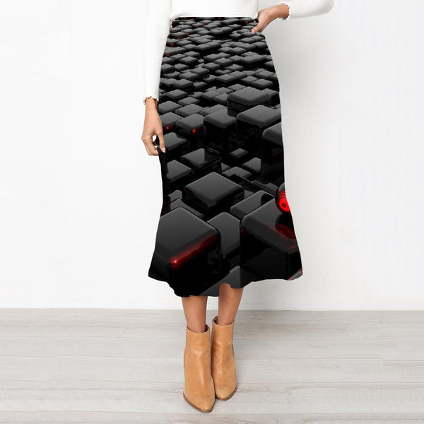
Geometric Skirts Women Psychedelic Skirt Ladies Vortex Rock Frauen Stereoscopic School skirt - KYKU
                