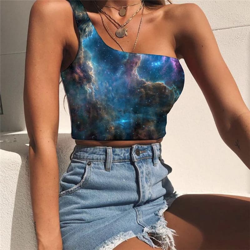 Galaxy Tank Tops Women Space Tees Graphic Universe Sleeveless Shirt