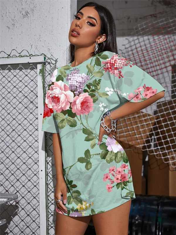 
Flower T Shirt Women Art Tshirt Printed Colorful Gothic Couples Shirt Print
                