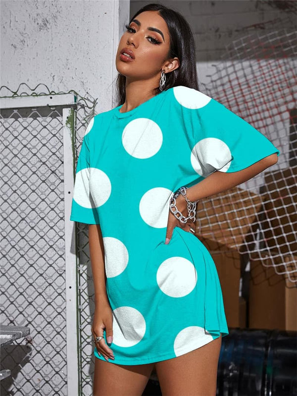 
Colorful T Shirt Women Dots Summer Blue Tshirt Printed Harajuku Funny T shirts
                