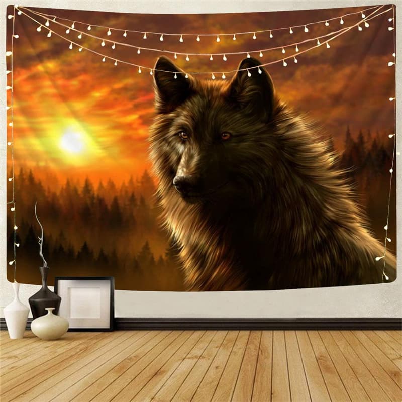 Wolf Tapiz Animal Tapestries Anime Tenture Mandala Cloud Home Tapestrys Sun Wall Tapestry