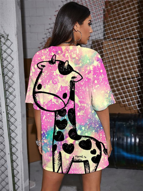 
Giraffe T Shirt Women Lovely Punk Rock Animal T-shirts 3d Colorful Shirt Print
                