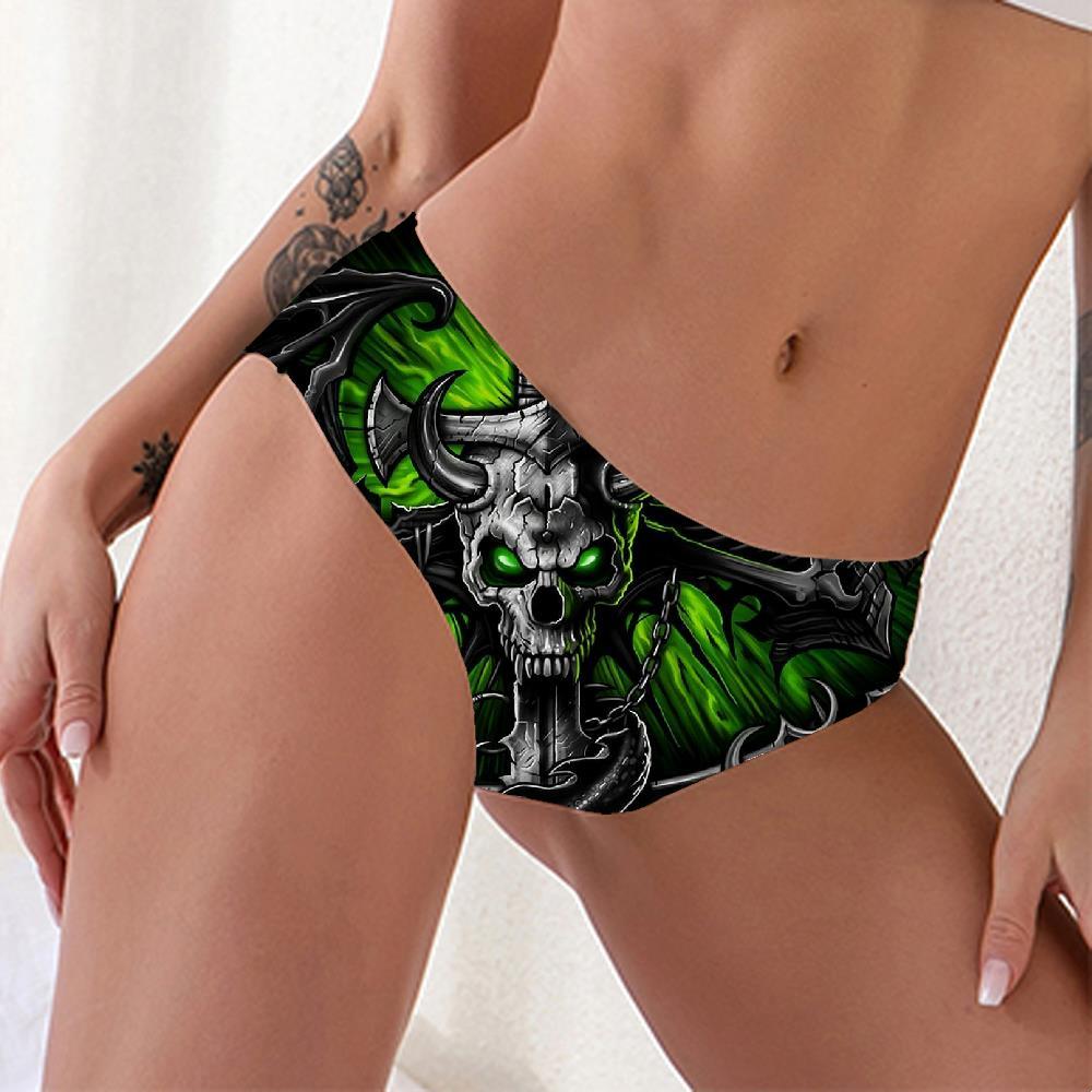 Skull Panties Women Punk Sexy Devil Underwear Wing Seamless Iron Chain Lingerie Female - KYKU