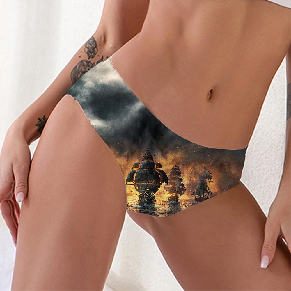 Skull Briefs Women Punk Tanga Cloud Sexy Pirate Lingerie Female Captain Underwear - KYKU