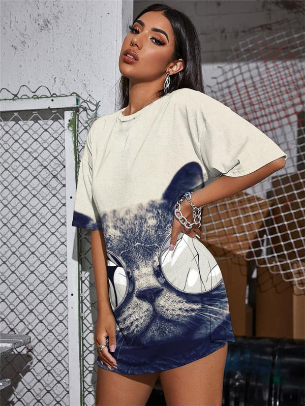 
Cat T Shirt Women Animal Gothic Lovely Shirt Print Harajuku Summer
                