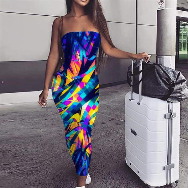 Geometric Dress Women Psychedelic 3d Print Vortex Bodycon Dress Color Ladies Dresses - KYKU
