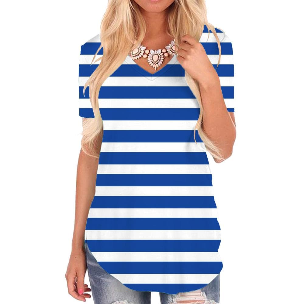 Stripe T Shirt Women Gradient Tshirts Printed Harajuku T-shirts 3d Novel V-neck Tshirt