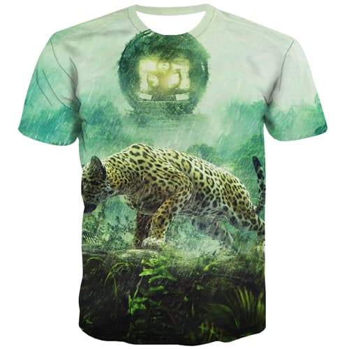 Tiger T shirts Men Cheetah T shirts Funny Animal T-shirts Graphic Forest Tshirt Printed Rain Tshirts Casual - KYKU