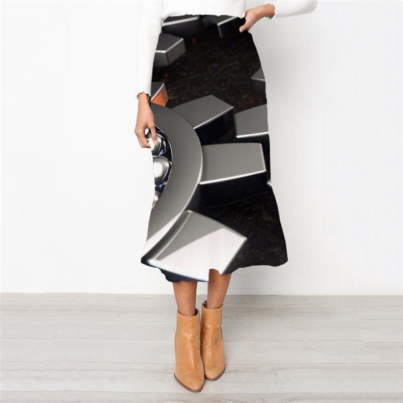 Metal Skirts Women Engine School skirt Gear Rock Frauen Harajuku High waist skirts