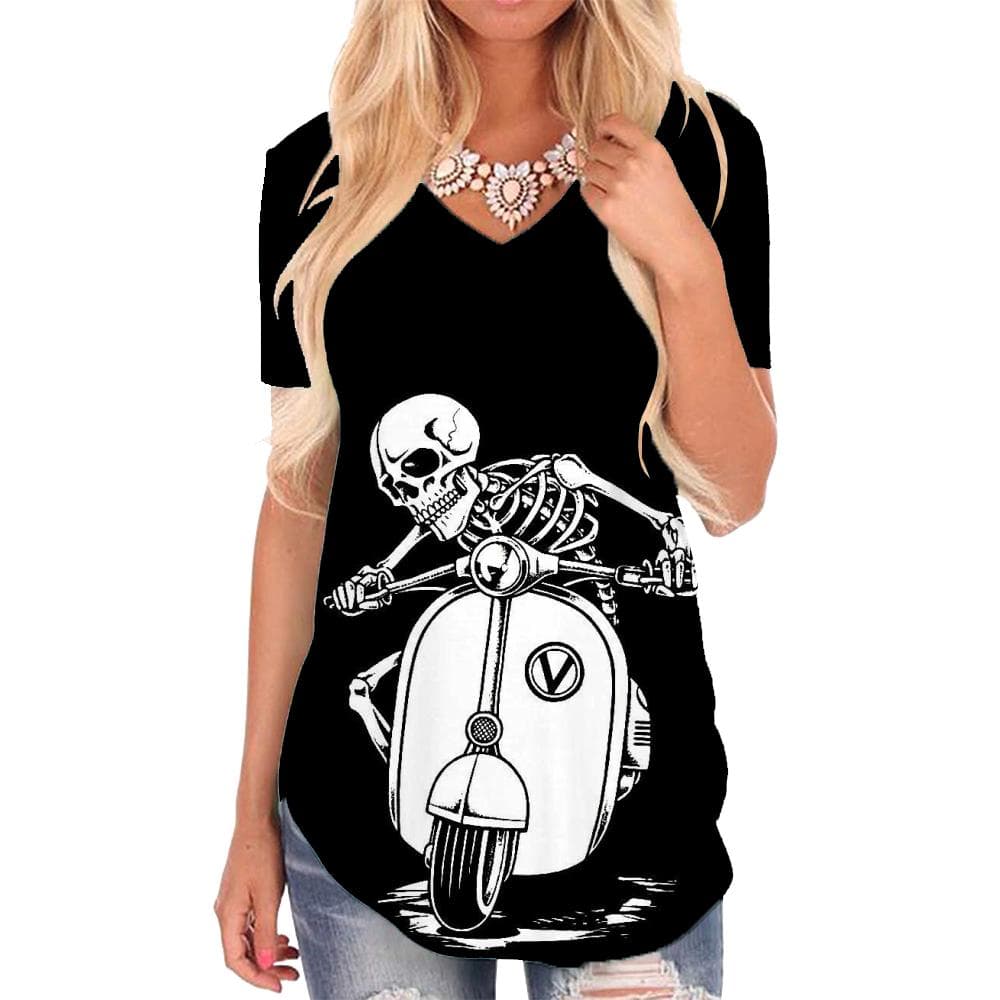 Skull T-shirt women Skeleton T-shirts 3d Motorcycle Shirt Print Rock Tshirts Printed Hip Hop Funny T shirts