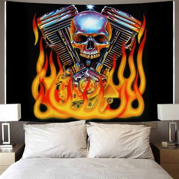 
Skull Tapiz Punk Wall Tapestry Flame Tenture Mandala Motorcycle Home Tapestrys
                
