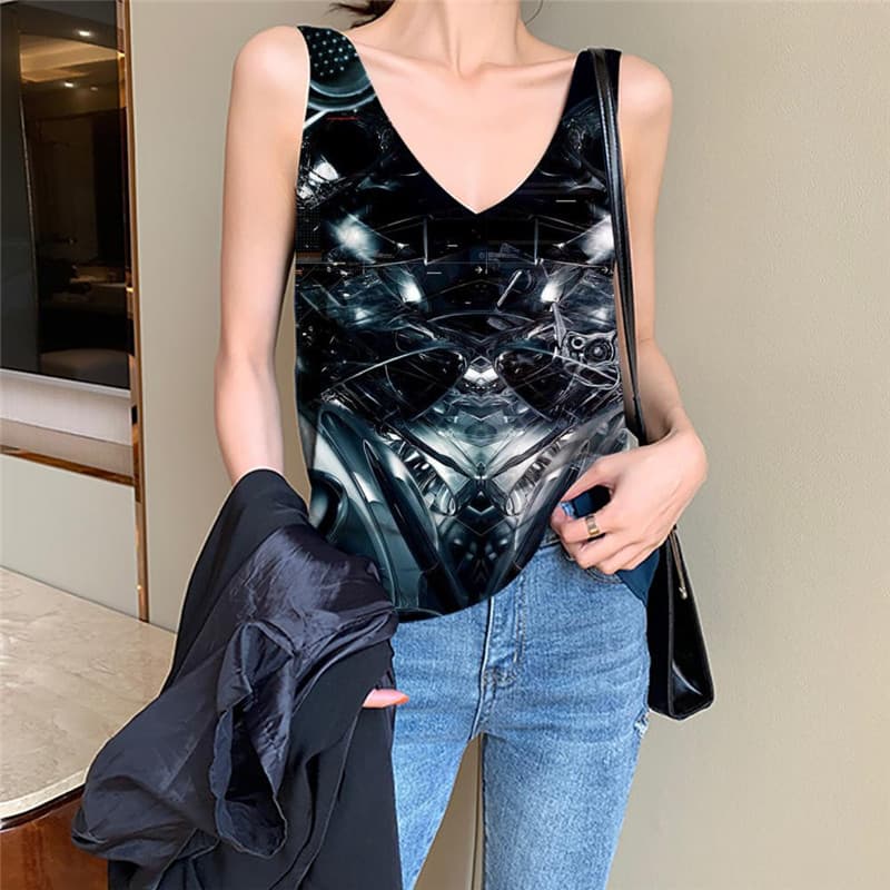 Metal Tank-Top women Engine Vest Printed Gear Sleeveless 3d Punk Rock Anime Clothes