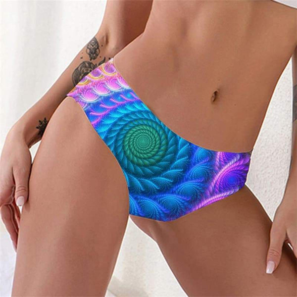 Geometric Briefs Women Psychedelic Lingerie Female Vortex Seamless Color Knickers - KYKU