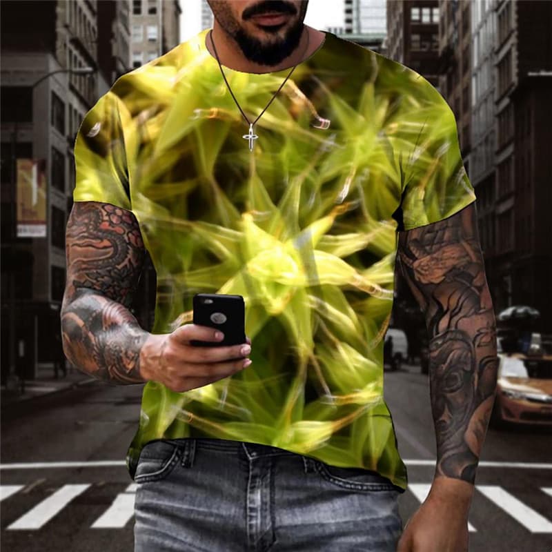 Leaves T-shirt Men Colorful Tshirts Casual Rainbow Shirt Print Harajuku T-shirts 3d