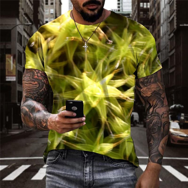 Leaves T-shirt Men Colorful Tshirts Casual Rainbow Shirt Print Harajuku T-shirts 3d
